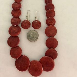 From QVC Rich Red Jasper Necklace & Earrings
